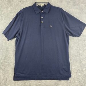Peter Millar Summer Comfort Mens Large Navy Blue Short Sleeve Golf Polo Shirt